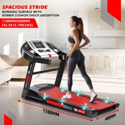 powermax fitness TDM-98 (4HP Peak) USB/AUX Connection, LED, Heart Rate Sensor, Foldable Home Use Treadmill image 5
