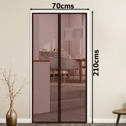 Magnetic Door Mosquito Net Screen 210cm Height x 70cm Width -Brown Colour Insect Net-image-22