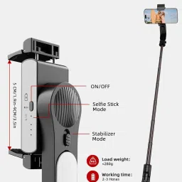 Hold up One-Axis Gimbal Stabilizer Folding Tripod Fill Light Face Tracking Feature Single Gimbal for Mobile, Camera image 3