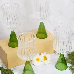 borotech Cone Stem Cocktail | Borosilicate Glass (Green, Set of 4)-picture-29
