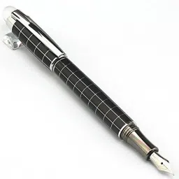 Black and White Checks Fountain Ink Pen With Ink Refill Converter & Medium Nib Fountain Pen-37