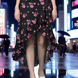 Women Abstract A-line Black Skirt-image-82