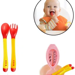 Heat Sensitive 2 Spoons 2 Forks Set, Silicone Tip- Silicone-15