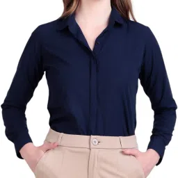 Women Regular Fit Solid Spread Collar Formal Shirt-image-93