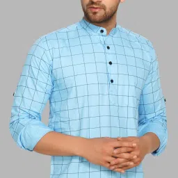 Men Checkered Pure Cotton Straight Kurta-image-87