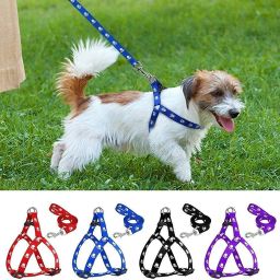 1 pcs 15 mm Paw Print Leash and Harness Set for Small ,Medium Puppy Dog & Cat Harness & Leash-19