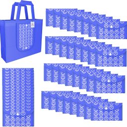 Pack of 48 Smile Print Foldable Grocery/Shopping Bags For Women | Dark Blue Pack of 48 Grocery Bags-image-81