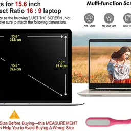 ANJO Screen Guard for 15.6 inch Laptop with Back Side & Touchpad Lamination, Keyguard, Gadgets Cleaner, LED & OTG (8 in 1 Combo) image 2