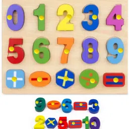 Wooden Colorful Learning Letters Number Blocks Matching Board Counting Puzzle-22
