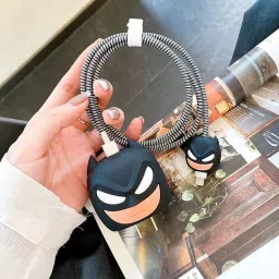 Epaal 4 pcs 3D BATMAN Case & Winder for 18W 20W iPhone 14 13 12 11 Adapter & Charging Cable Protector-66