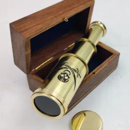 Ascent India 6" Brass Pirates Telescope with Wooden Box and Antique Map Pirate Navigation Telescope-image-19