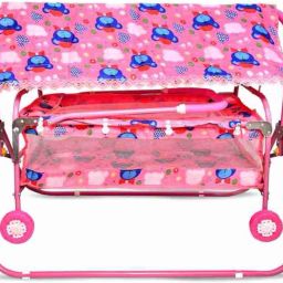FOLDABLE Baby Cradle Cot Cum Stroller Blue Bassinet For Baby Boys & Baby Girls-87