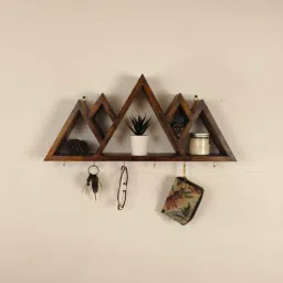 symplify Heritage Solid Wood Wall Shelf Organiser With Key Holders-picture-11