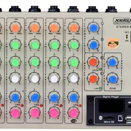 6 Channel Mixer Live Stereo Digital Echo Mixer with USB & BT, 6x MIC Stereo Echo Powered Sound Mixer-7