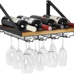 26255 Rustic Wood Wall Mount Iron Glass Holder-image-42