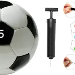 Black and White Premium Football With Air Pump and Needles Football - Size: 5-22
