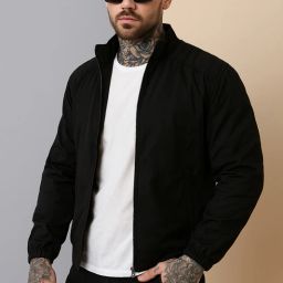 Men Solid Bomber Jacket-image-37