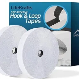 Self Adhesive Hook & Loop Tapes White (2M Hook+2M Loop) 25mm Width to Organize Stationaries, Arts & Crafts Projects, Photo Frame, etc. Sticky Back Strong Glue, Back Mounting Fastener Tape. Stick-on Velcro-6