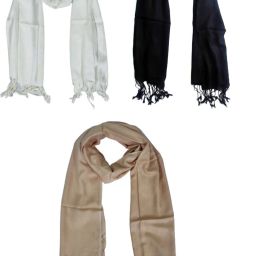 Solid Pure Cotton Women Black, Brown, White Stole-image-12