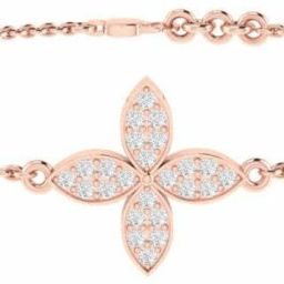 Diamtrendz Jewels Floral BIS Hallmarked Pure Gold Rose Gold 14kt Cubic Zirconia Bracelet-27