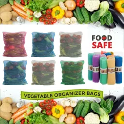 Storage Bag for Vegetables and Fruits Mesh Net Fabric with Zip Lock Pack of 12 Grocery Bags-image-24