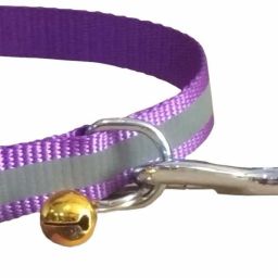 Adjustable Soft Nylon Reflective Stripe Dog Collar & Leash Set with Bell for Puppies Dog Collar & Leash (Small, purple) 130 cm Dog & Cat Strap Leash-25
