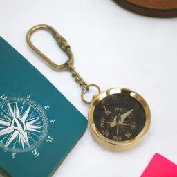 compas Locking ,Keychain (Gold)Keyring for Car, Bike, and Home Keys Compass-14