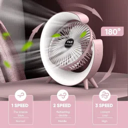 BfsTeckt Rechargeable Table Fan with LED, 3-Speed USB Mini Fan, 180° Rotation, 2400mAh Rechargeable Table Fan with LED, 3-Speed USB Mini Fan, 180° Rotation, 2400mAh USB Fan image 4