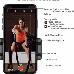 IMMUTABLE 360 Rotation auto face Tracking Smart Shooting Camera Holder Mount,unmanned Smart Object Tracking Camera Phone Holder Mount Compatible with All iPhone and Android Phone 2 Axis Gimbal for Mobile image 2
