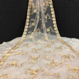 Net Embroidered Beige, White Women Dupatta-picture-11