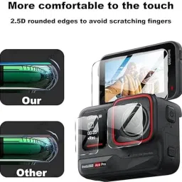 YOUTH MOBI Tempered Glass Guard for Screen Guard Protector for Insta 360 Ace Pro (Action Camera) with Full Screen Coverage & Easy Installation Kit (3 P'cs Set) image 5