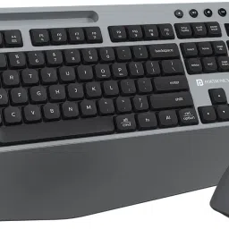 Portronics Key10 Combo Wireless Keyboard & Mouse, Wrist Rest, Media Hotkeys, USB Receiver, Wireless Handheld Laptop Keyboard Compatible with Desktop, Laptop, Mac-71