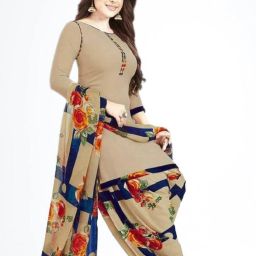 Unstitched Crepe Salwar Suit Material Printed-image-9