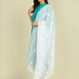 Chiffon Embroidered White Women Dupatta-3