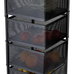 5 Layer Kitchen Rotating Trolley, Fruit & Vegetable Storage Rack Carbon Steel Kitchen Trolley-image-66