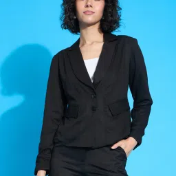 Women Solid Single Breasted Casual Blazer-picture-15