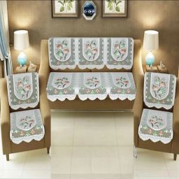 Cotton Floral 3+2 Seater Sofa Cover-image-48