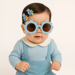 Adorable Baby Return Gift Set – 1 Cute Sunglasses & 2 Flower Hair Clips Combo Hair Clip-image-47
