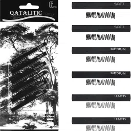 Compressed Charcoal 6 pc. Graphite Stick, Black Soft / Medium / Hard for Shading, Sketching, Drawing Stick-image-22