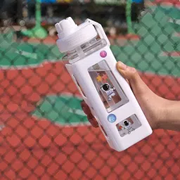 Water Bottle with Straw & Kawaii Sticker Sports Plastic Drinking Bottle for Kids 700 ml Water Bottle-picture-0