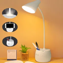 360 Degree Flexible Desk Lamp with Night Lamp, Advanced Pen and Mobile Holder Design Modern Touch Switch Rechargeable Table Lamp Eye Care Reading Study Bed Side, Office Use, Home Decor All in One Table Lamp Study Lamp-4