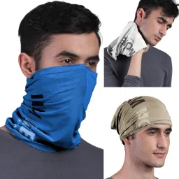 Unisex Printed Bamboo Bandana Anti Microbial Multipurpose Headband Cloth Face Mask for Dust and Sun Protection (Pack of 3) Men Printed Bandana-8