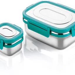 Durable Steel Lunch Box with Leakproof aa124 Lock Lid- Office & School Use 2 Containers Lunch Box-image-90
