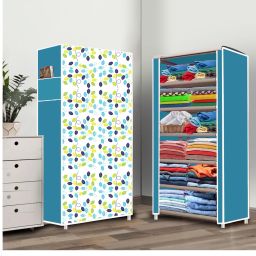 6 Shelf Foldable Collapsible Wardrobe Storage Organizer Almirah Cloth Rack PVC Collapsible Wardrobe-image-50