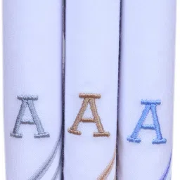 Johnnie Boy handkerchief for men and boys cotton white hanky embroidered with A pack of 3 ["White","Multicolor"] Handkerchief-image-27