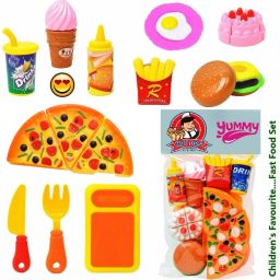 Pizza Burger Fast food Set , Kitchen Role, Restaurant Role Pretend play toy for Kids-image-24