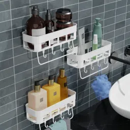 Multipurpose Bathroom Decorative Rack Accessories Plastic Wall Shelf-0