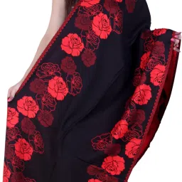 Floral Print Wool Blend Women Black Stole-image-6