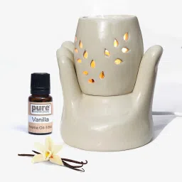 Pure Source (India) Ceramic Hand Shape Electric Diffuser Light Lamp (5.5 Inch) (10ml Vanilla) Home, Office, Living Room, Gifting Purpose Diffuser-41