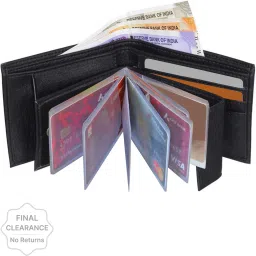 Men Black Artificial Leather Wallet - Regular Size-image-14